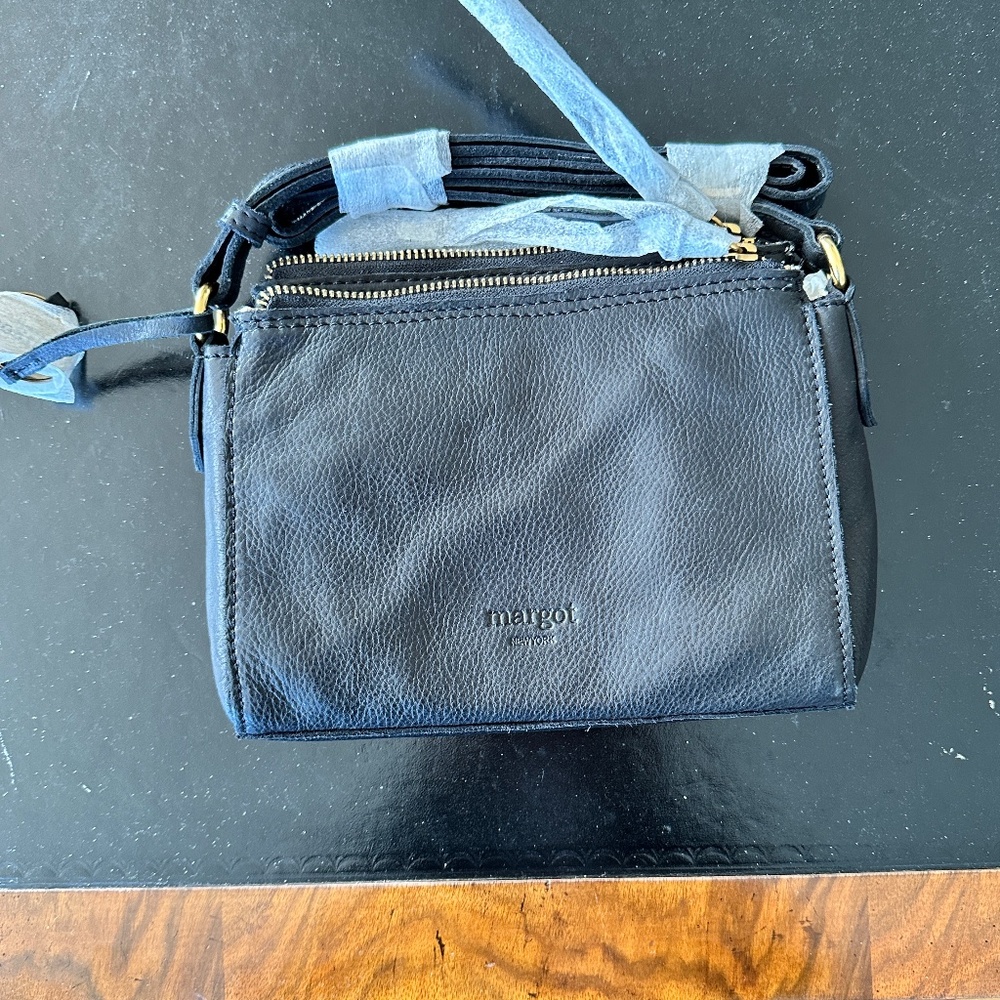 Margot Crossbody Leather Purse Small Black 9" x 6.75" NWOT